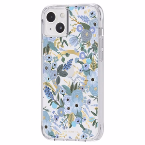 Rifle Paper Clear MagSafe ümbris seadmele iPhone 14 Plus, Garden Party Blue mustriga