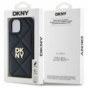 DKNY Quilted Stack Logo iPhone 14 Ümbris - Must