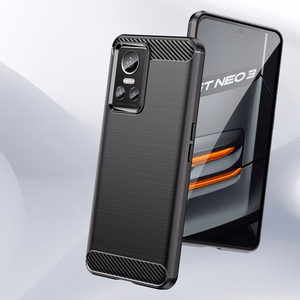 Carbon Case ümbris Realme GT Neo 3 paindlikule silikoonist süsinikkattele musta värvi