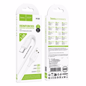 Kaabel USB A to USB C Hoco 3A 1 m X120 valge