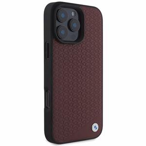 BMW Sign Leather Diamond Metal Logo MagSafe Ümbris jaoks iPhone 16 Pro Max - punane
