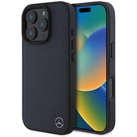 Mercedes MB Wood Imitation Leather MagSafe Ümbris jaoks iPhone 16 Pro Max - tumesinine