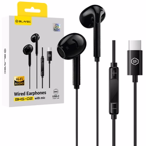 Blavec BHS-02 USB-C kõrvaklapid ilma silikoonotsikuteta, mikrofoni ja DAC-iga (BHS02-B), mustad