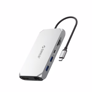 Orico XCR 12in1 USB-C Docking Station 2x USB-A 3.1 1x USB-A 2.0 1x USB-C PD 100W 1x USB-C 3.1 2x HDMI 2.0 4K 60 Hz 1x DisplayPort 1.4 4K 60 Hz 1x SD 3.0 1x microSD 3.0 1x RJ45 Gigabit Ethernet 1x audio CTIA 3.5 mm - silver