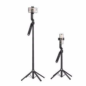 Selfie kepp-statiiv Hoco tripod juhtmevaba puldiga pöörlev 360 kraadi automaatse näojälgimisega K32 must