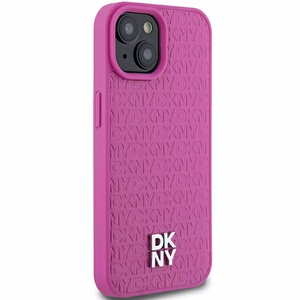 DKNY Leather Pattern Metal Logo MagSafe Ümbris jaoks iPhone 15 / 14 / 13 - Roosa