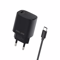 Beline Võrgulaadija 1x USB-C 20W + USB-C kaabel must PD 3.0 BLNCB20C
