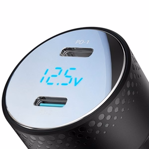 Autolaadija Joyroom „JR-CCD02" must 70W (2xUSB-C) LED-ekraaniga