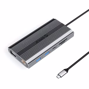 Orico XDR 12in1 USB-C Docking Station USB-A USB-C HDMI 4K VGA RJ45 Gigabit PD 100W SD and microSD Card Reader - Gray