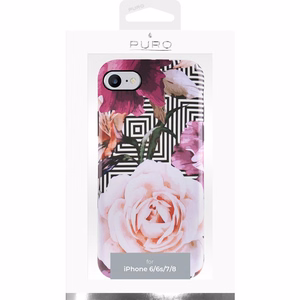 Puro Glam Geo Flowers Pink Peonies ümbris seadmele iPhone SE (2020 / 2022) / 8 / 7 / 6s