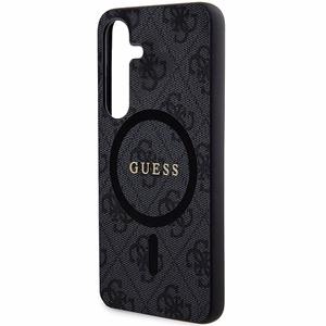 Guess 4G Collection Leather Metal Logo MagSafe Ümbris jaoks Samsung Galaxy S24+ - must