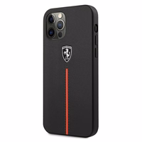 Ferrari FEOMSHCP12LBK iPhone 12 Pro Max must/must kõvakott Off Track Nahast Nailon triibuga