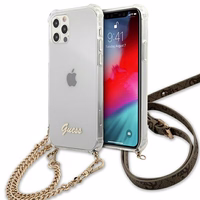 Guess GUHCP12MKC4GSGO iPhone 12/12 Pro 6.1" läbipaistev kõvaketas 4G Gold Chain