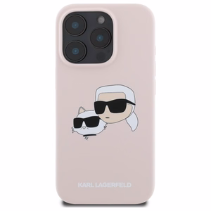 Karl Lagerfeld Silicone Nauble Heads Print MagSafe Ümbris jaoks iPhone 16 Pro Max - Roosa