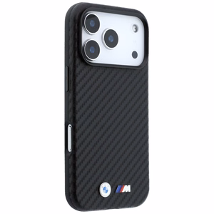 BMW kaitseümbris seadmele iPhone 18 Pro Max / 17 Pro Max: (Carbon Metal Logo), MagSafe'iga ühilduv, värv: must