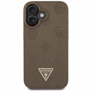 Guess Grained Hot Stamp Peony Triangle Logo MagSafe iPhone 16 Ümbris - Brown