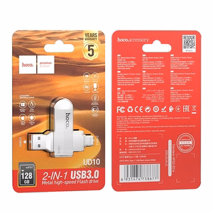 Pendrive 128GB USB 3.0 (USB A + USB C) Hoco UD10 hõbedane