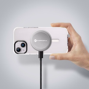 Juhtmevaba laadija Forcell F-Energy Smart Charge USB C Qi2 15W compatible with MagSafe, with detachable kaabel 1,5 m hõbedane