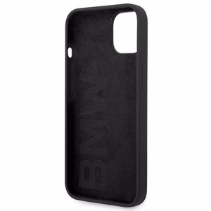 BMW Silicone Metal Logo Ümbris jaoks iPhone 14 - must