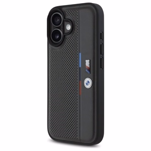 BMW M Perforated Tricolor Detail Line iPhone 16 Ümbris - Dark hall