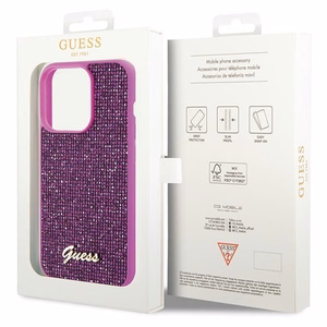 Guess Disco Metal Script ümbris jaoks iPhone 15 Pro - roosa