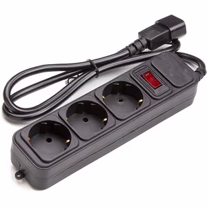 UPS-Rated Extension Cord 1m, 3 sockets, koos switch, must