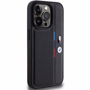 BMW Perforated Tricolor Line ümbris jaoks iPhone 15 Pro - must