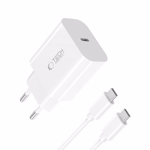 Tech-Protect NC20W PD20W USB-C wall laadija koos USB-C kaabel - valge