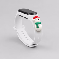 Rihm Xmas Xiaomi Mi Band 3 / 4 jõuludeks Silikoonist rihmaga käevõru koos lumemehega - valge