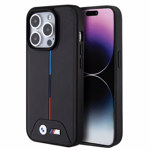 BMW Quilted Tricolor MagSafe ümbris jaoks iPhone 15 Pro - must