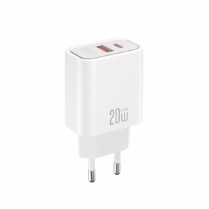 XO CE40 PD 20W seinalaadija, 1x USB-C, 1x USB, valge + USB-C–USB-C kaabel