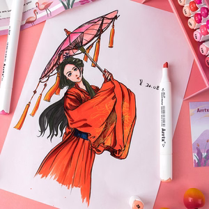 Double-sided Marker Pens ARRTX Alp, 24 Colours, punane tone shade