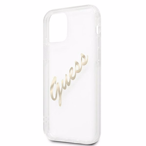 Guess GUHCP12MKTRSVGO iPhone 12/12 Pro 6.1" Läbipaistev kõvakaaneline Vintage Script Gold