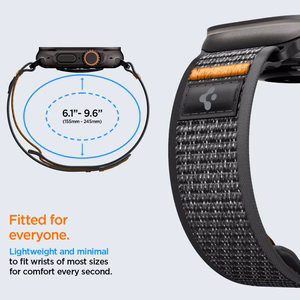 Spigen Athlex Air 2 rihm Apple Watch 8 / 9 / 10 / 11 / SE / Ultra (44 / 45 / 46 / 49 mm) must / oranž