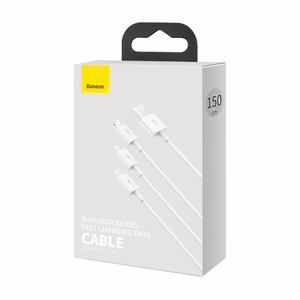 USB kaabel Baseus 3in1 Superior valge 150cm (kuni 3.5A)