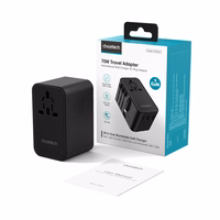 Choetech PD5022 70W EU/USA/AUS/UK reisimisadapter koos sisseehitatud USB-C kaabliga - must