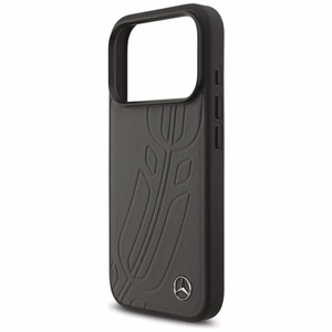 Mercedes Leather Large Laurel Leave MagSafe Чехол для iPhone 17 Pro - чёрный и серый
