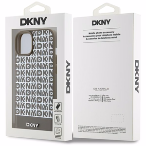 DKNY Leather Printed Pattern Metal Logo MagSafe Ümbris jaoks iPhone 15 / 14 / 13 - Brown