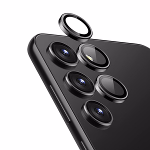 Crong Lens Ring karastatud klaasist kaamera objektiivikaitse seadmele Samsung Galaxy S24, must