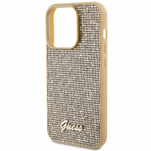 Guess Disco Metal Script ümbris jaoks iPhone 15 Pro - kuldne