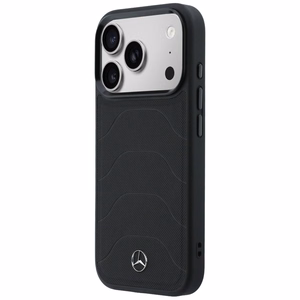 Mercedes Leather Mesh with Bow Line MagSafe ümbris iPhone 17 Pro Max jaoks, must