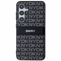 DKNY Leather Mono Stripe & Metal Logo ümbris jaoks Samsung Galaxy S24+ - must