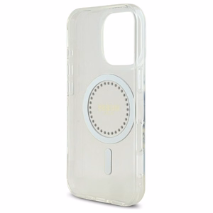 Guess IML Rhinestones MagSafe Ümbris jaoks iPhone 16 Pro Max - valge