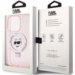 Karl Lagerfeld KLHMP15XHMRSCHP iPhone 15 Pro Max 6.7" розовый/розовый жёсткий чехол Ring Stand Choupette Head MagSafe