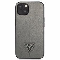 Guess GUHCP13SPSATLG iPhone 13 mini 5,4 "hõbedane / hõbedane hardcase SaffianoTriangle Logo