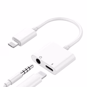 iPhone Lightning kuni 3,5 mm kõrvaklappide pesa adapter (topelt)