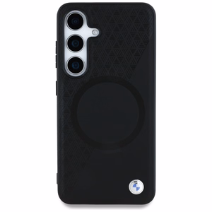 BMW Leather Half Textured MagSafe Ümbris jaoks Samsung Galaxy S25 - must