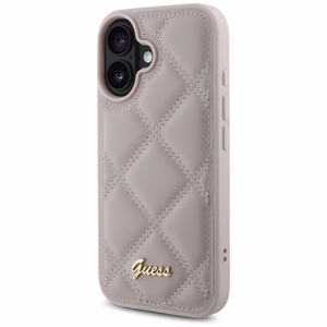 Guess Quilted Metal Logo iPhone 16 Ümbris - roosa