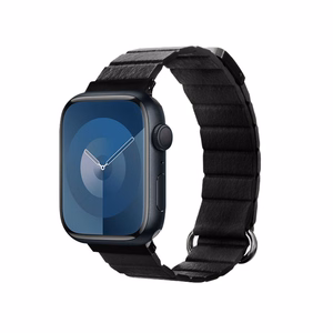 Crong Eclipse magnetiline kunstnahast rihm Apple Watch 44 / 45 / 46 / 49 mm kellale, must