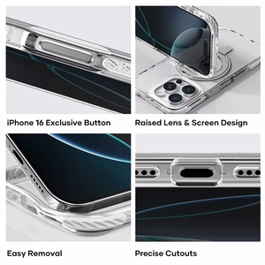 Rock Вращающаяся Подставка Crystal Series магнитная для Iphone 16 чёрная